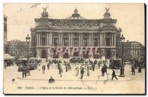 Postcard Old Paris Opera and the Metropolitan Station