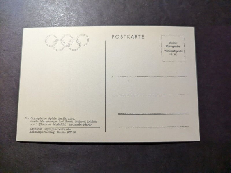 Mint Germany 1936 Berlin Olympics Sports PPC Olympics Postcard