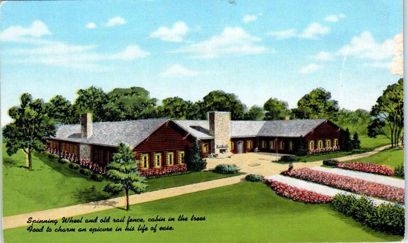 HINSDALE, IL SPINNING WHEEL Restaurant & Cabins  c1940s  Roadside Linen Postcard