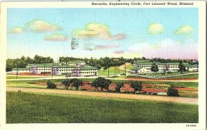 Barracks Engineering Circle Fort Leonard Wood MO Postcard Standard View Card  