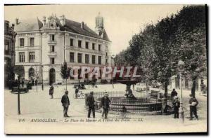 Postcard Old Post Angouleme Place of Mulberry and & # 39Hotel Post