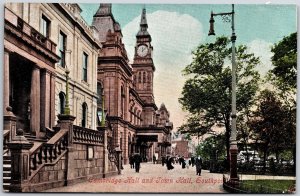 Cambridge Hall And Town Hall Southport England Building Street View Postcard