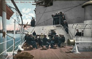 U.S. Navy Naval Band Playing Aboard Ship c1910 Vintage Postcard