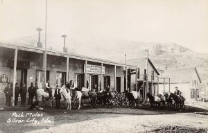 RPPC SILVER CITY Pack Mules General Store Idaho Vintage Photo Postcard c1950s