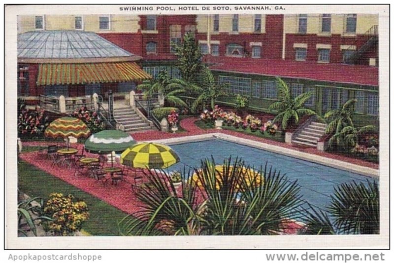 Georgia Savannah Swimming Pool Hotel De Soto 1936