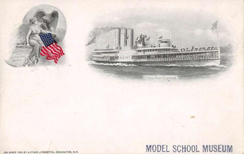 Hudson River Steamboat Souvenir Card Private Mail Antique PC J44504