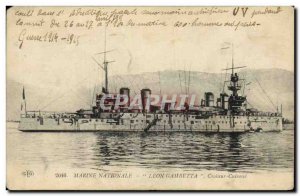 Old Postcard Boat Cruiser Leon Gambetta Breastplate