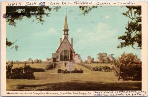 VINTAGE POSTCARD CHURCH & EVANGELINE MONUMENT AT GRANDE PRE NOVA SCOTIA CANADA