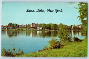 1960 Liberty New York Postcard Swan Lake Sullivan County Catskill Mountain