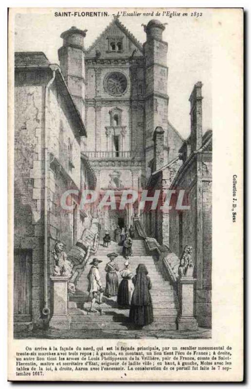 Old Postcard Saint Florentin L & # & # 39escalier northern 39eglise in 1832