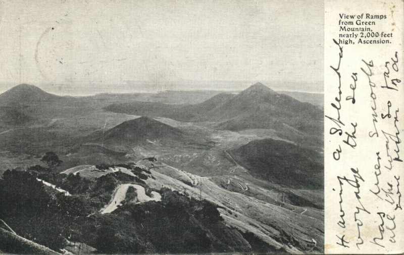 Ascension Island, View of Ramps from Green Mountain (1900s) Postcard (2)