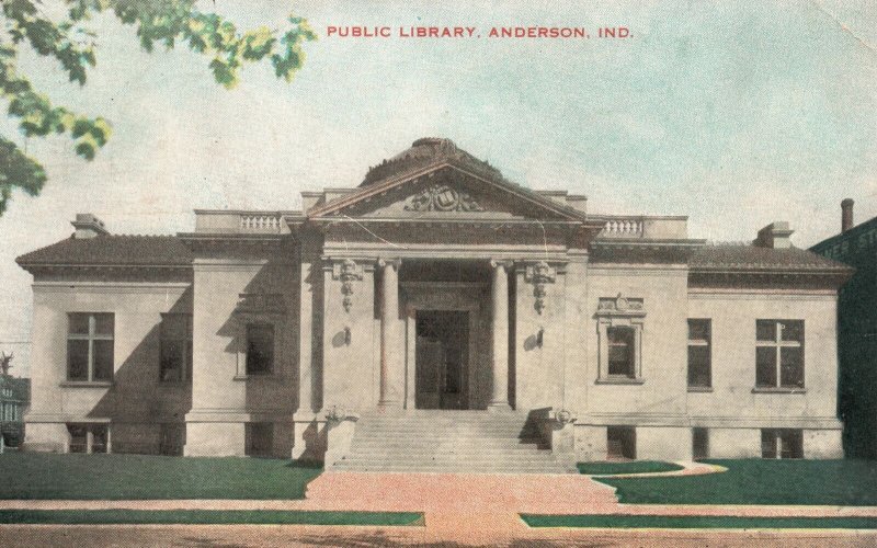 Vintage Postcard 1908 The Public Library Building Anderson Indiana IND Structure