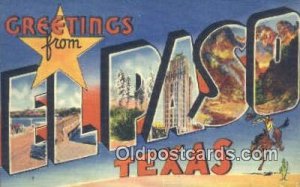 El Paso, Texas USA Large Letter Town Unused paper wear on back from being glu...