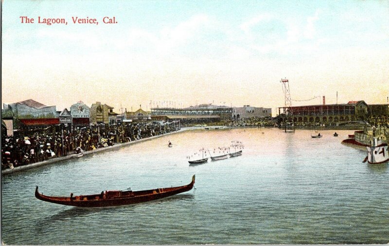 Lagoon Venice California Cal Boat Rieder Los Angeles Postcard Unposted Unused 