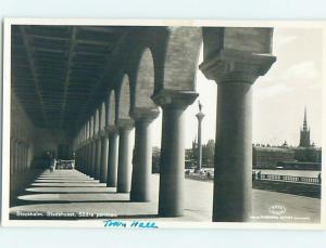 old rppc WALKWAY BY LARGE COLUMNS Stockholm Sweden HM1677