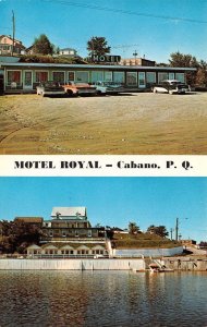 CABANO, Quebec Canada  MOTEL ROYAL  50's Cars~Boat Dock ROADSIDE Chrome Postcard