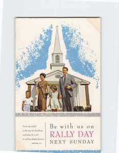 Postcard Rally Day Invitation Card w/ Bible Verse and Family Church Picture