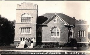 c.'42, RPPC, Real Photo, M.E.Methodist Church, Kingsley IA, Old Post Card