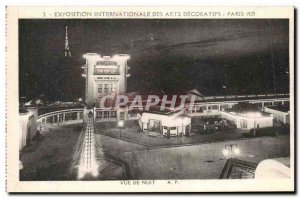 Old Postcard Paris Exposition Internationale des Arts Decoratifs Night View