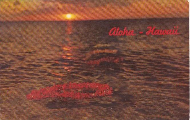 Hawaii Aloha Flower Leis Floating In Rays Of Setting Sun