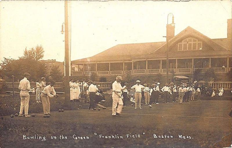 Boston MA Bowling On The Green Franklin Field Players RPPC Postcard