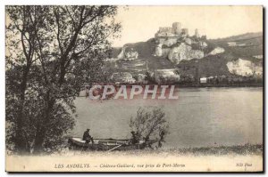 Old Postcard Les Andelys Chiteau Generale Harbor View taken Morin Fishing Fis...