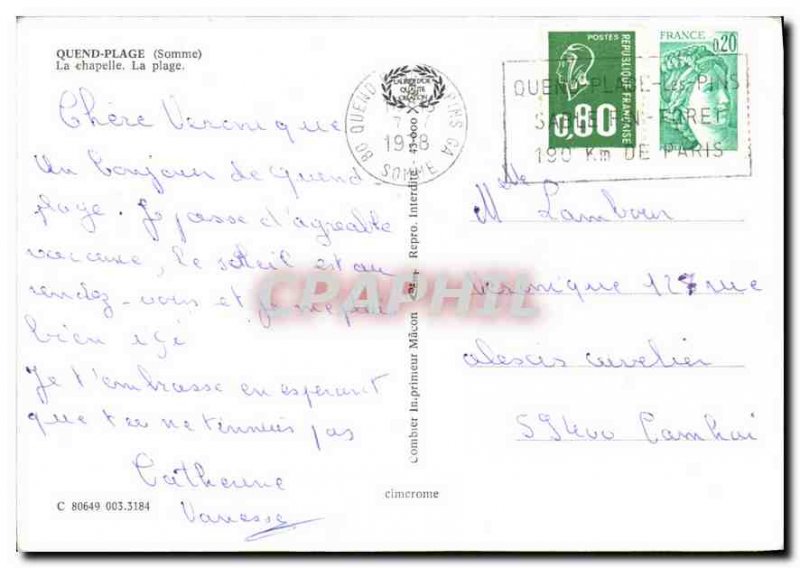 Postcard Modern Quend Plage Somme Chapel Beach