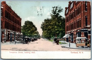 CORTLAND NY TOMPKINS STREET UNDIVIDED ANTIQUE POSTCARD