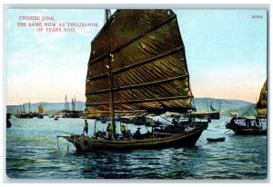 c1910 Chinese Junk The Same Now As Thousand of Years Ago Hong Kong Postcard