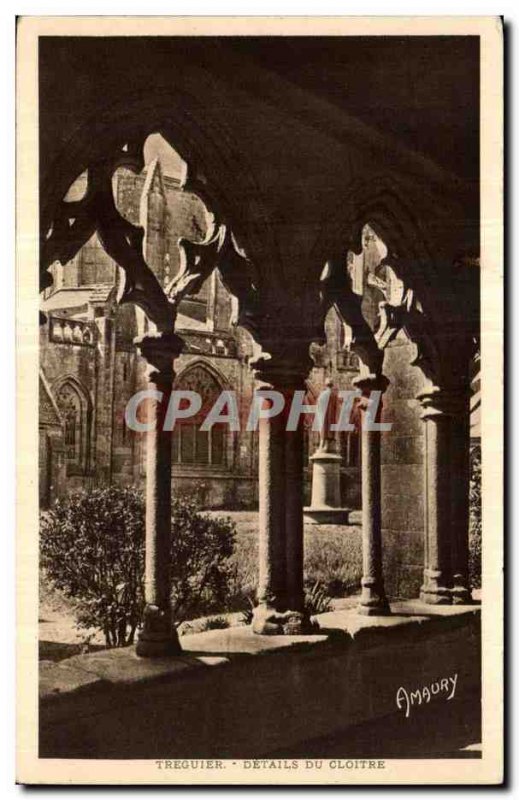 Old Postcard Details of the cloister Treguier