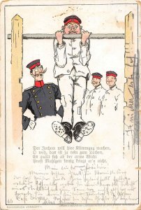 US3507 Military Men, Pull Ups Postcard Nachdruck Verboten artist signed