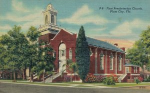 USA First Presbyterian Church Plant City Florida Linen Postcard 03.58