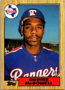 1987 Topps Baseball Card Oddibe McDowell Texas Rangers sk3497