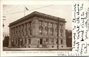 Vtg 1905 United States Court House & Post Office Elmira New York NY Postcard