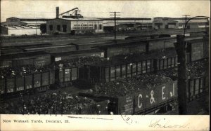 Decatur Illinois IL Wabash Railroad Train Yards c1910 Vintage Postcard