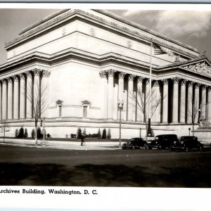 1940s Washington DC RPPC National Archive Neoclassical Greek Roman Ford Car A165