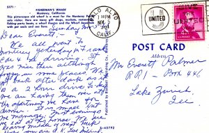 Monterey, California - Greetings from Fisherman's Wharf - in 1961
