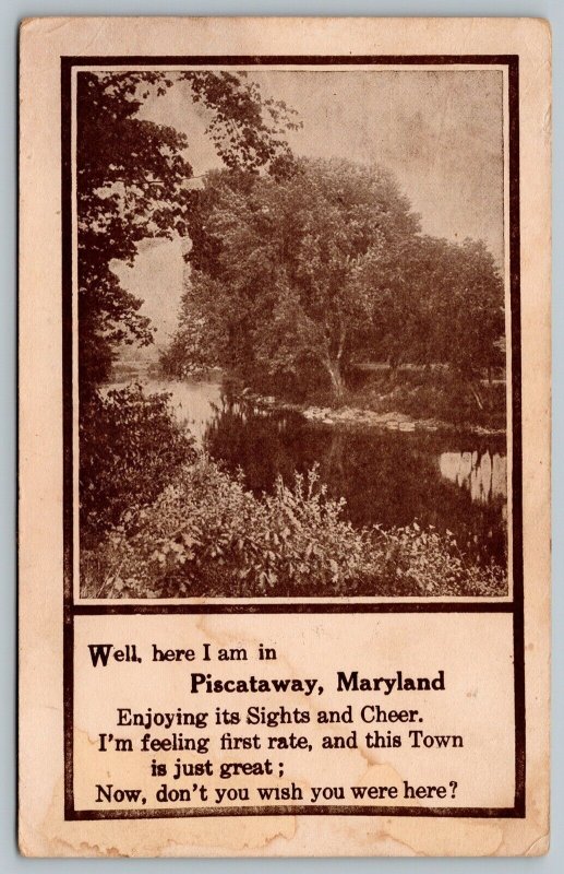 Postcard Piscataway Maryland c1910 Scenic View Greetings Prince George's County