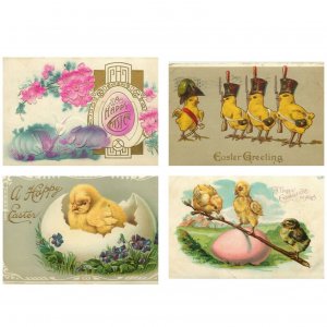 Lot of 4 Vintage Easter Postcards, Early 1900’s