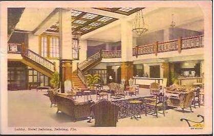 FL Sebring Hotel Sebring Lobby 1948