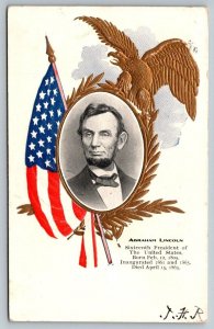 Patriotic 16th  President  Abraham Lincoln  Eagle and Flag Postcard  1907