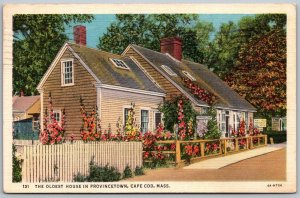 Provincetown Cape Cod Massachusetts 1937 Postcard Oldest House Cottage