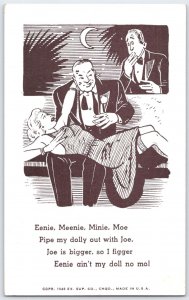 1948 Risque Comic Postcard Eenie Meenie Joe Flirtatious Humor Cartoon USA