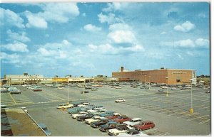 North Shore Shopping Center Mall PEABODY, MA 1960s Cars Chrome Vintage Postcard