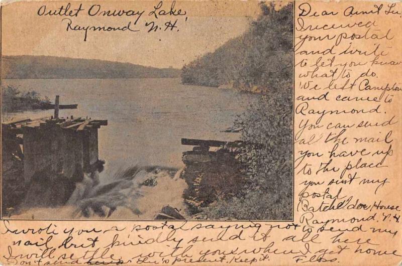 Raymond New Hampshire Outlet Onway Lake Vintage Postcard JD933694