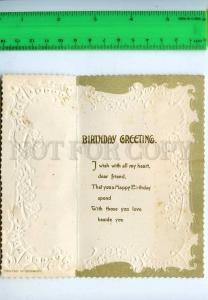 202172 ROSE BIRTHDAY GREETINGS Vintage embossed postcard