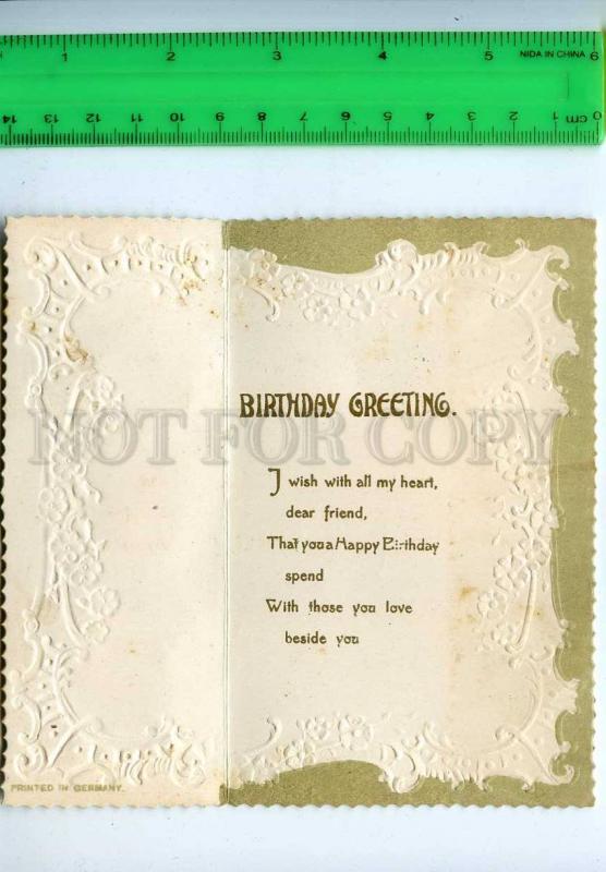 202172 ROSE BIRTHDAY GREETINGS Vintage embossed postcard