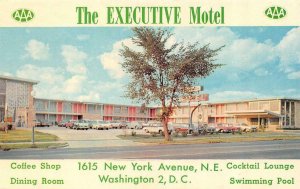 Washington, D.C.   EXECUTIVE MOTEL & COFFEE SHOP  Roadside  50's Cars   Postcard