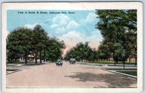 c1910s Arkansas City, Kans. View North B Street Touring Cars PC Auto St. KS A207