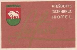 RUSSIA VIESBUTIS HOTEL LIETUVA VINTAGE LUGGAGE LABEL